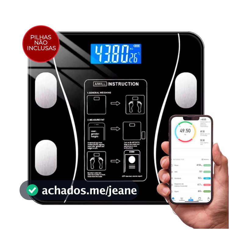 Balança Digital Bioimpedância Profissional Suporta Até 140kg via Bluethooth