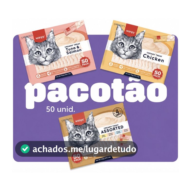 Creamy Wanpy Petisco Cremoso Para Gatos 14gx50 Tubos 700g Sabores Sortidos