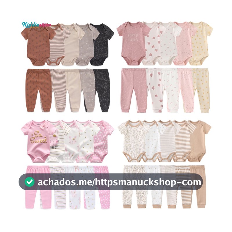 Kiddiezoom 10 Peças Conjunto De Roupas De Bebê Algodão Macio Menino Menina Bodysuits + Calças Roupa Infantil Presente