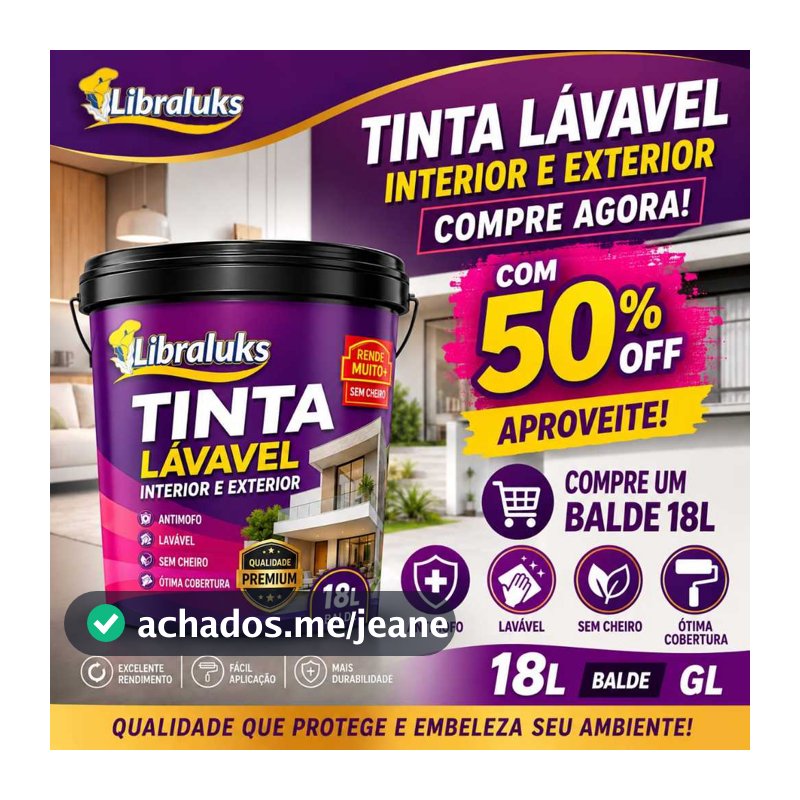 TINTA ACRILICA PAREDE ANTI MOFO SUPER LAVAVEL 4KG/18L ACRILICA S/ CHEIRO INTERIOR E EXTERIOR LIMPAVEL