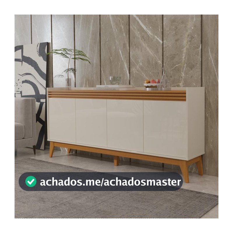 Buffet Aparador Ripado 4 Portas com Pés de MDF Astúrias 180cm