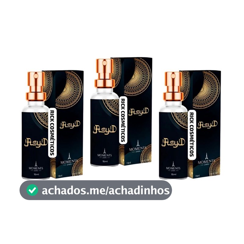 Kit 03 Perfume Árabe Masculino Asyd Moments Paris 15ml Perfume Para Bolso Ou Bolsa Alta Fixação