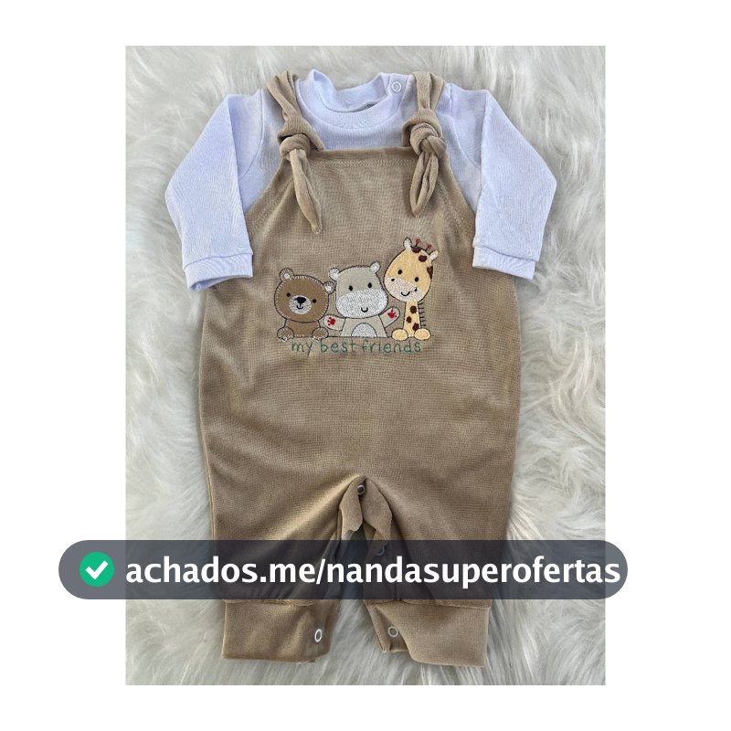 Macacão Jardineira e Body Bebê Plush Baby Bordado Infantil Inverno