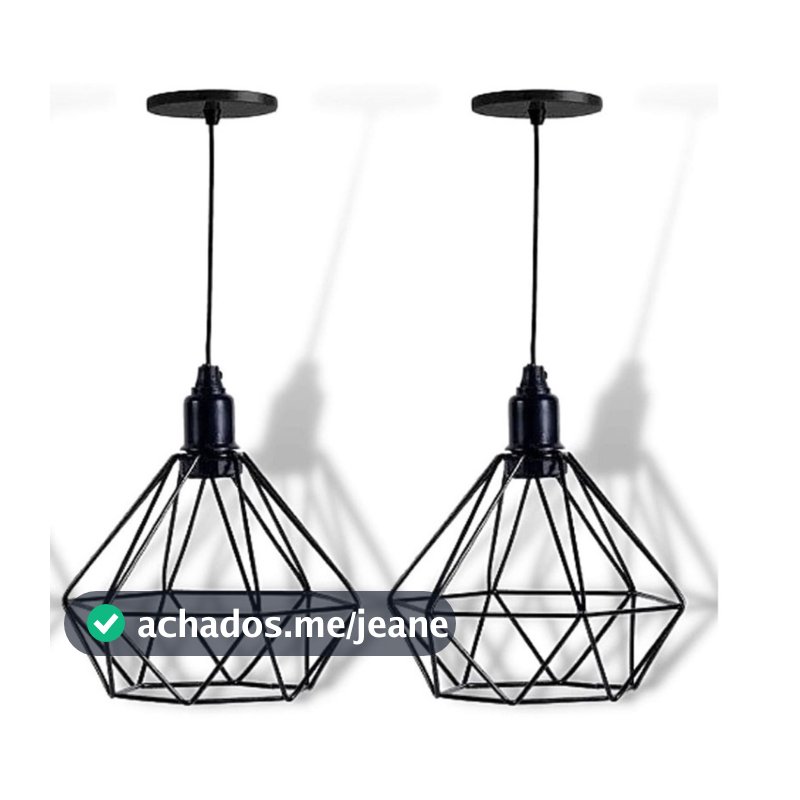 Kit 2 Pendente Diamante Piramide Industrial Luminaria Cabo Regulavel