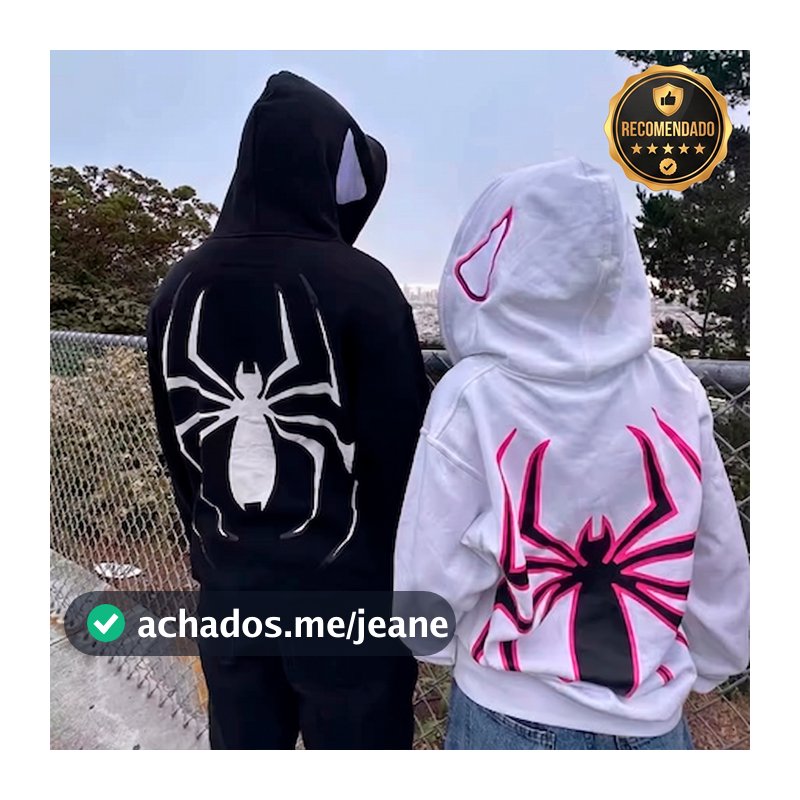 Kit Moletom Blusa De Frio Moletom Spider Casal Arte Aranha Fofinho Dia Dos Namorados Amigos Inverno Confortavel