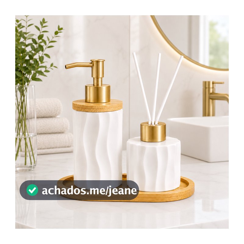 Kit Banheiro Lavabo Porta Sabonete Líquido Saboneteira Dispenser Bandeja Organizador Moderno
