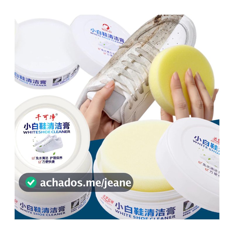 Creme De Limpeza De Sapatos Brancos 120G-Removedor Versátil De Manchas E Solução De Clareamento Com Esponja