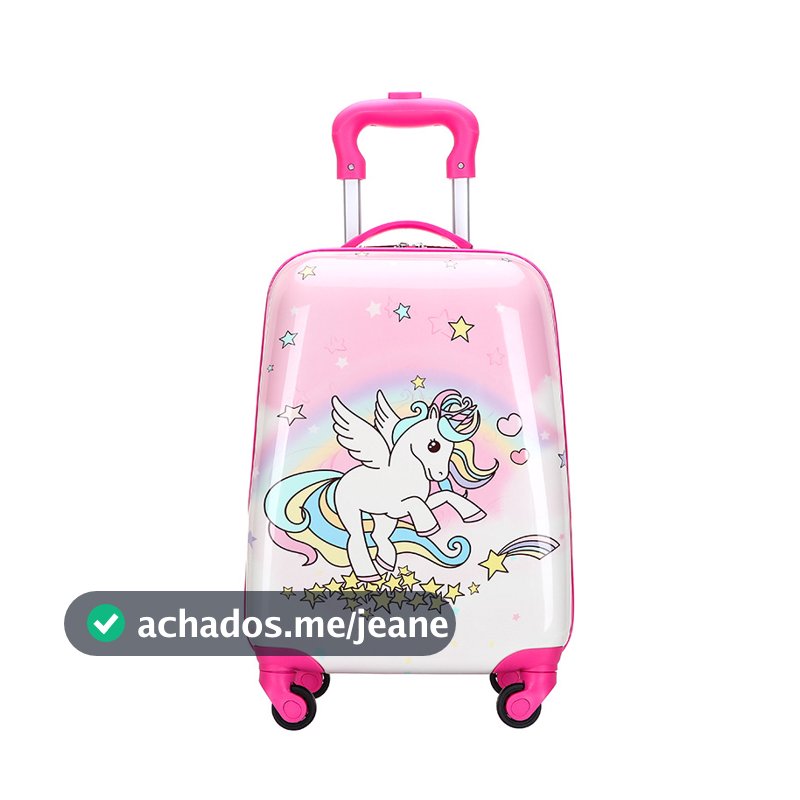 Mala Infantil ABS 47x29x20cm - Ideal para Escola e Viagem, Leve e com Rodinhas 360°