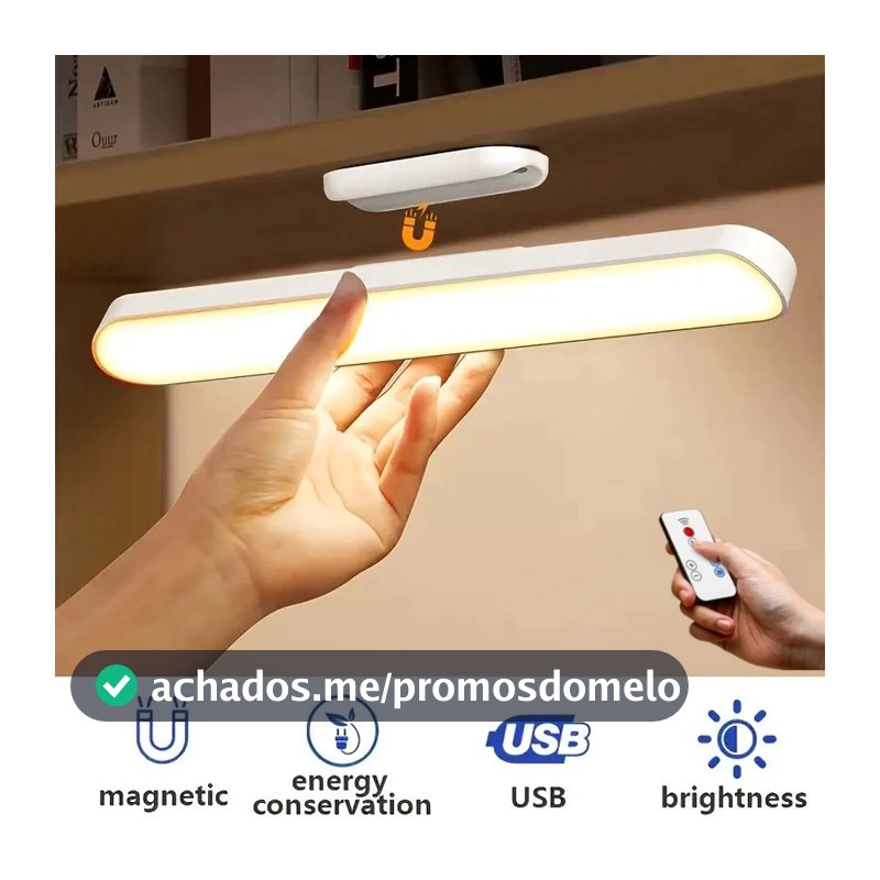 Luminária De Led Sobrepor Bastão Recarregável Sem Fio Com Suporte Magnético E Touch 3 cores com Controle Remoto