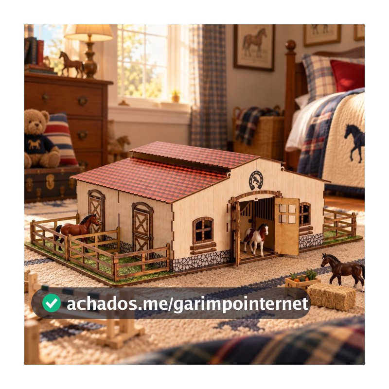 Mini Estábulo Fazendinha Infantil Brinquedo Educativo em MDF Adesivado