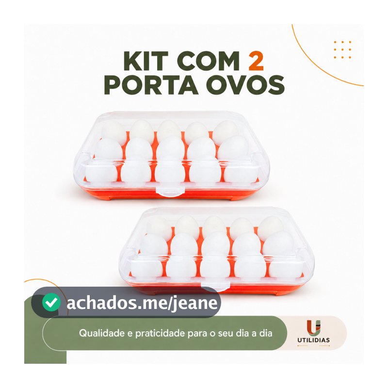 Kit C/2 Porta Ovos De Plástico Retangular C/15 Cavidades Geladeira