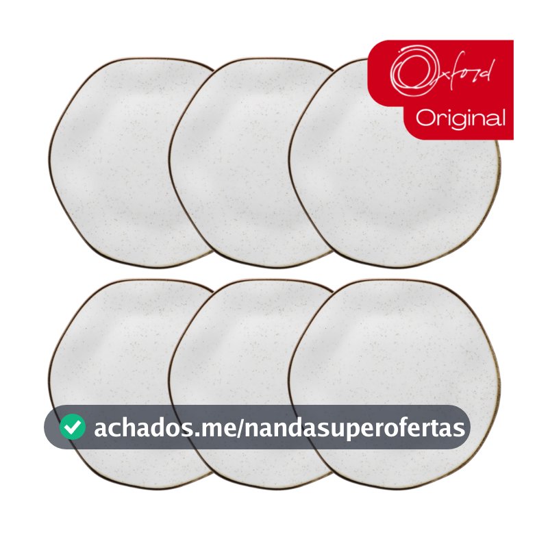 Prato Raso Ryo Maresia Areia 6 Unidades 27,5cm Oxford Porcelanas