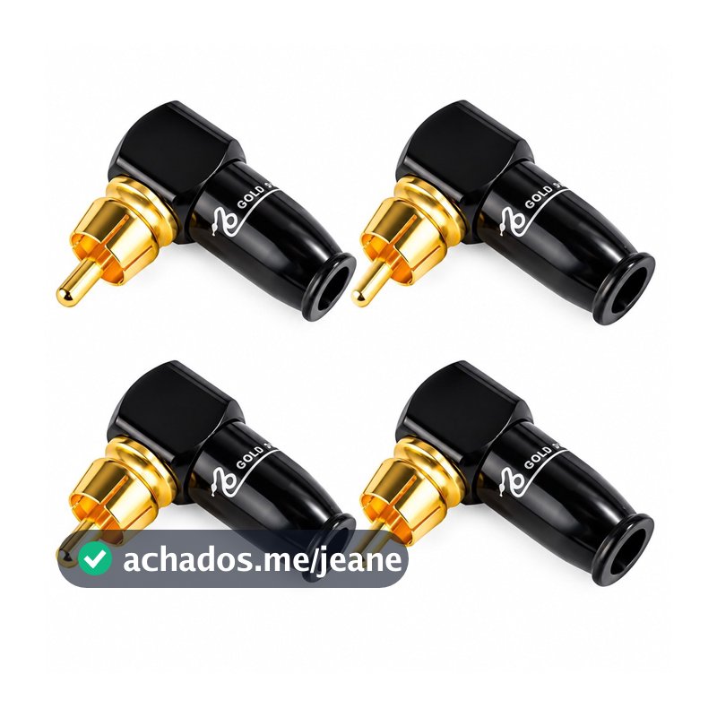 Conector Rca Macho Plug Cachimbo 90 Graus 4 Und Premium Gold