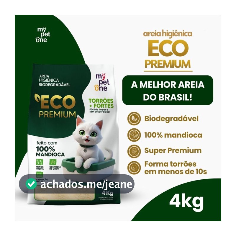 Areia Biodegradável 100% Mandioca para Gatos Cat Bio Eco Premium Grãos Finos MyPetOne - 4Kg
