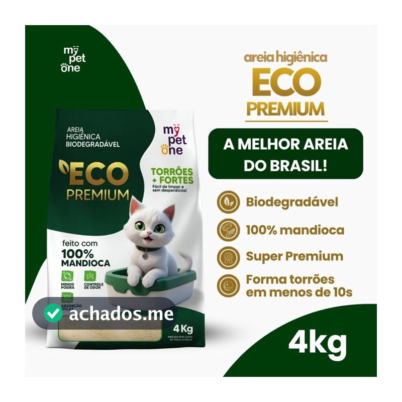 Areia Biodegradável 100% Mandioca para Gatos Cat Bio Eco Premium Grãos Finos MyPetOne - 4Kg