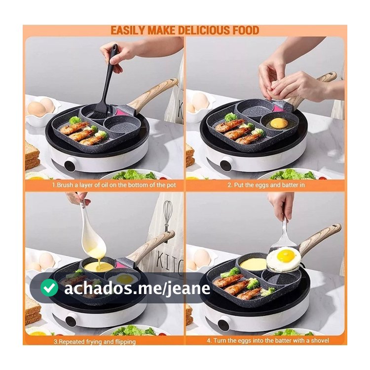Frigideira Antiaderente 3 em 1 para Ovos Carnes Bacon Cafe da manha Hamburguer