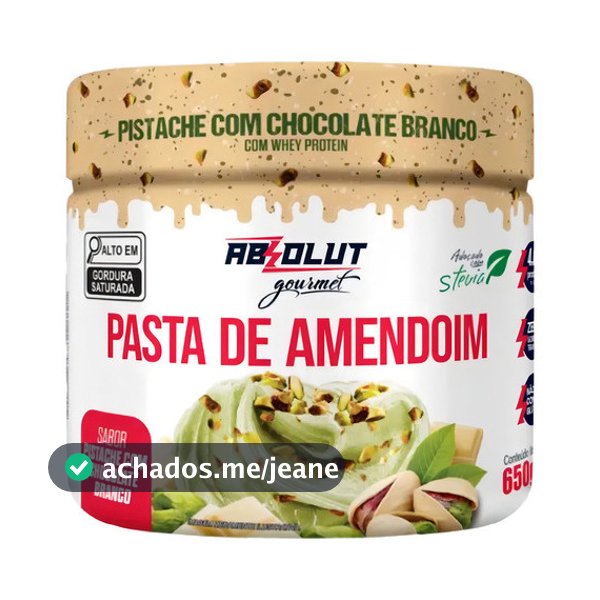 Pasta de Amendoim com Whey Pistache Chocolate Branco 650g Absolut Nutrition