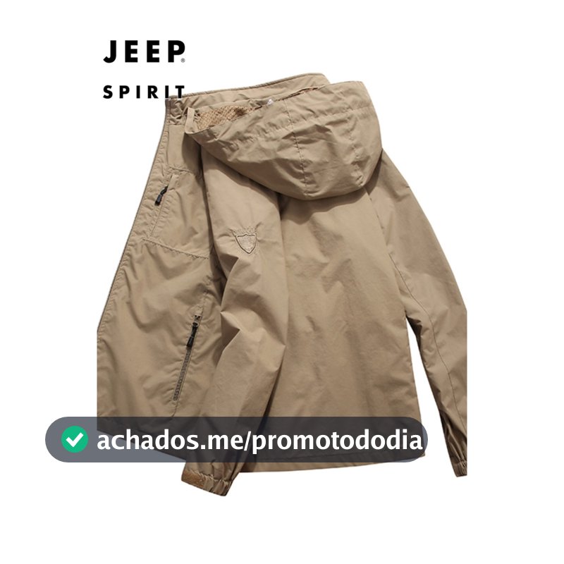 JEEP SPIRIT Jaqueta Masculina Primavera Outono Jaqueta Fina Solta Tamanho Grande Casual Workwear Multi-Bag Top Jaqueta d