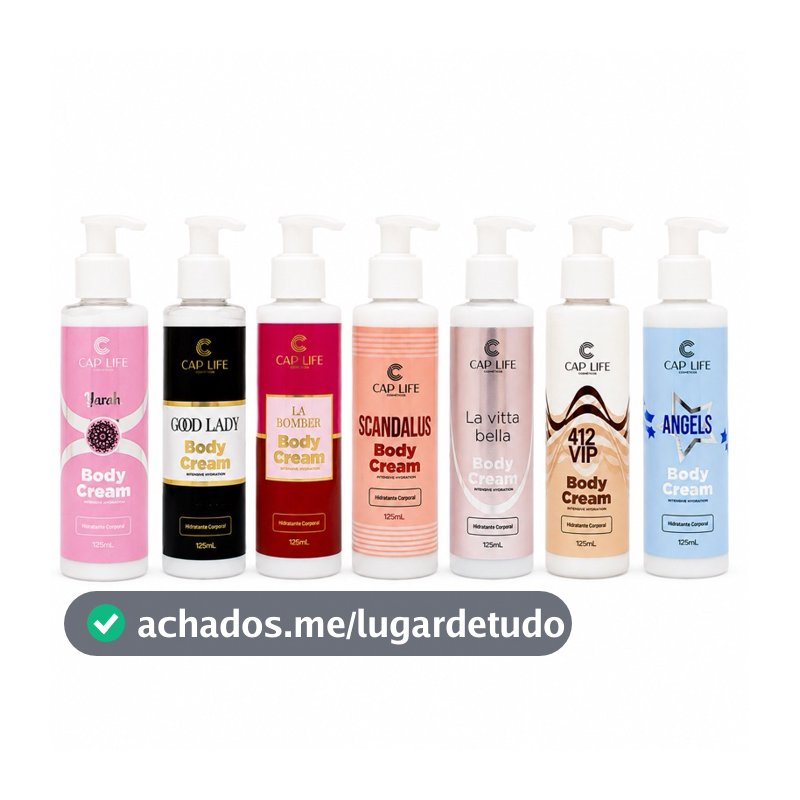 Kit 7 Hidratantes Corporais Inspirados em Perfumes Importados Body Cream 125ml Cap Life e Ella Bella