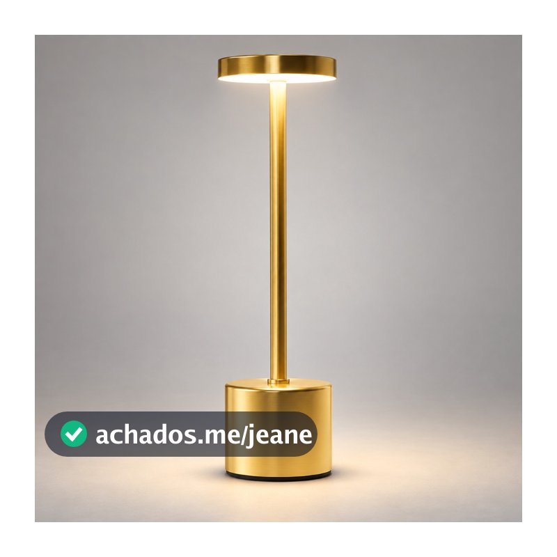 Luminária de Mesa Abajur Cabeceira Escrivaninha LED 3 em 1 Recarregável Tipo C Preto Cromado Dourado