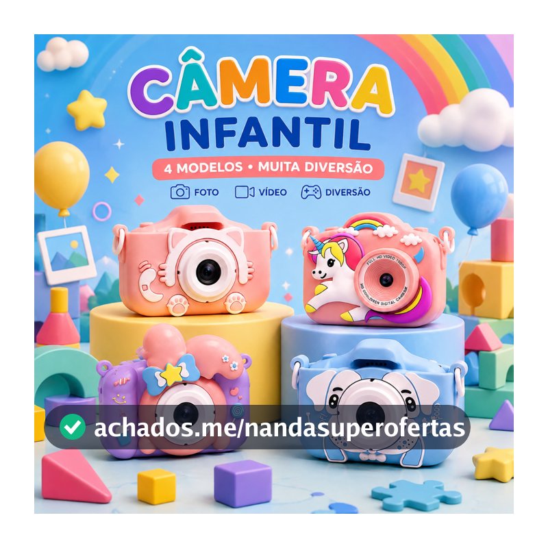 Brinquedos Mini Câmera Infantil Recarregável Video Jogos Fotos Filma Tira Foto De Verdade Com cartão de memória