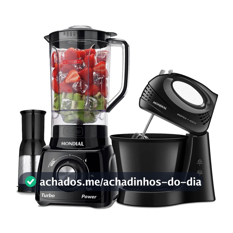 Kit Liquidificador 550W Turbo Power L-99-FB + Batedeira 400W Prática - B-44-B Mondial