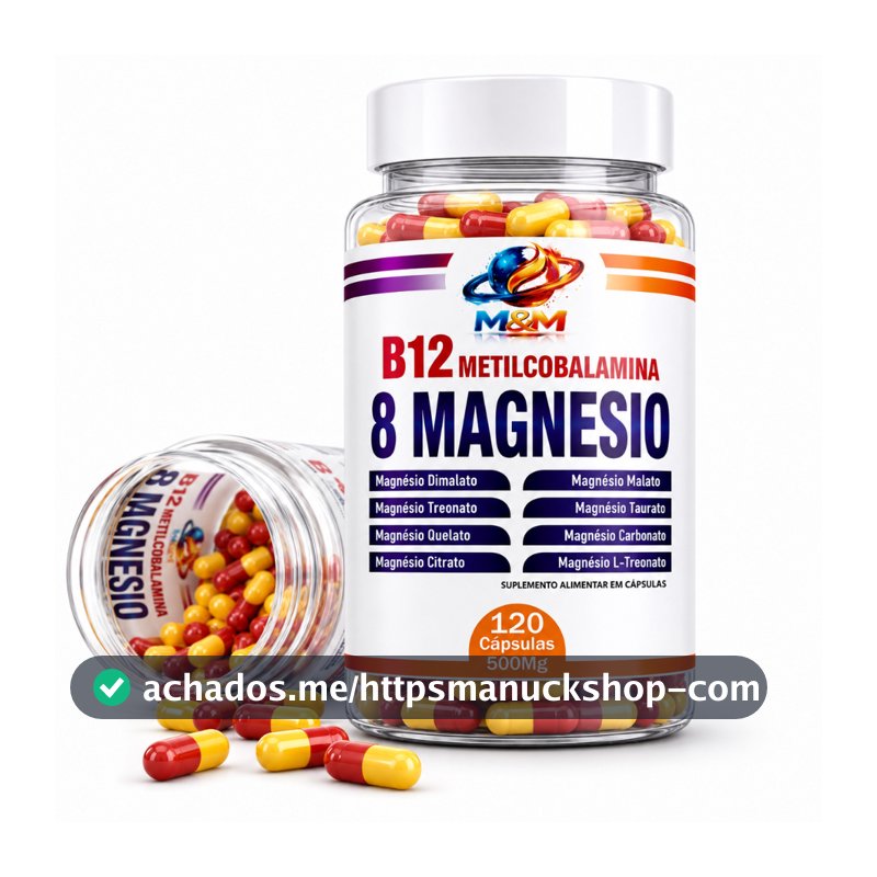Metilcobalamina B12 + 8 Magnesio 120 OU 60 Capsulas QUELATO | DIMALATO | L-TREONATO | BISGLICINATO