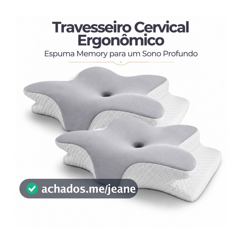 Travesseiro Cervical Ortopédico Borboleta Viscoelástico Fronha Lavável Alívio Dores Coluna Cabeça Sono Profundo