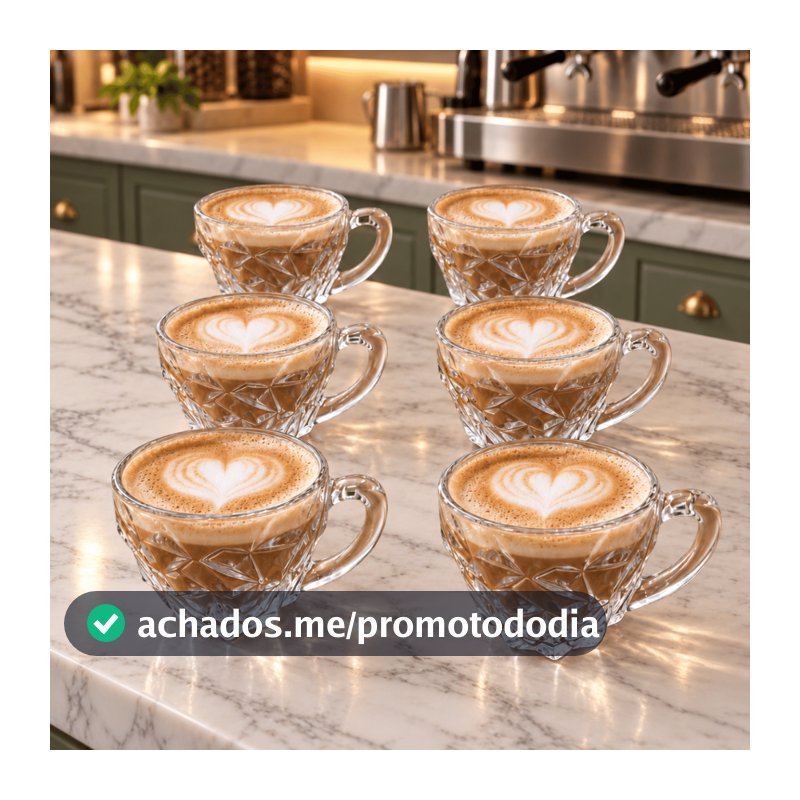 Jogo de Xicaras de Vidro Modelo ROCKS 105ml Moderna Para Cozinha e Café Chá Resistente