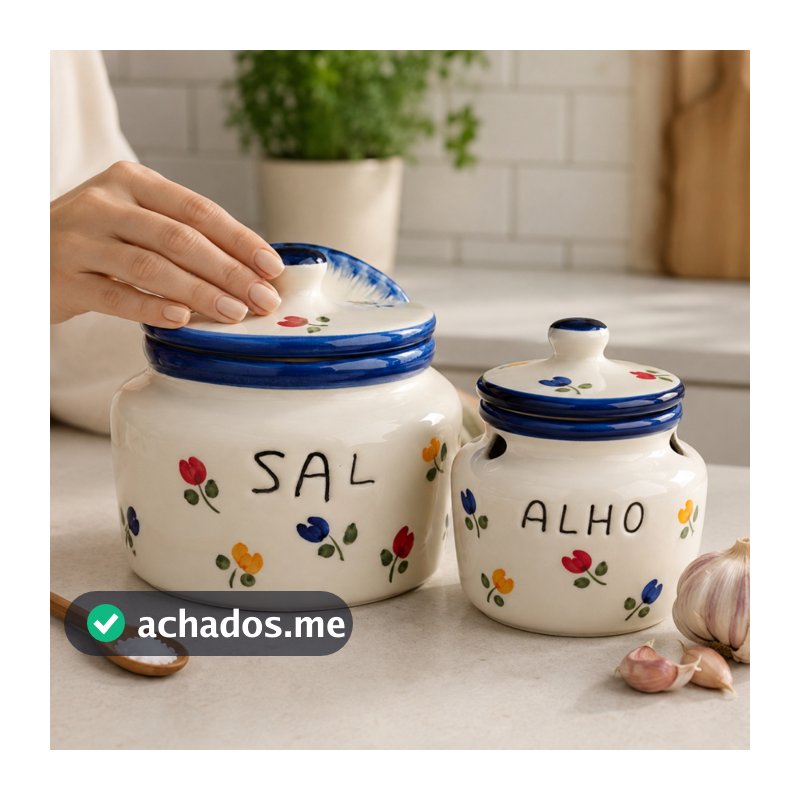 Saleiro e Porta Alho Em Cerâmica Primeira Linha Varias Cores e Estampas