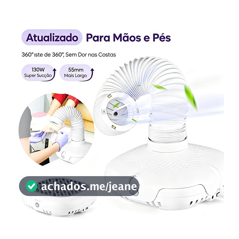 Coletor de Pó de Unhas Potente – Aspirador e Extrator de Pó para Nail Art e Manicure – Equipamento para Nail Designers