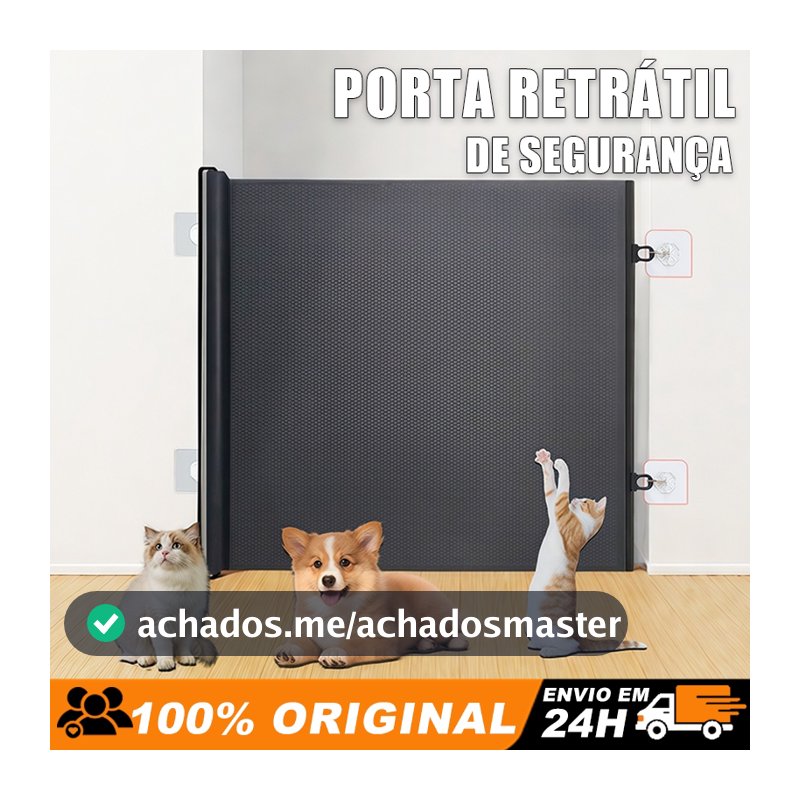 Tela de Proteção Retrátil Anti-pulo para Cachorro e Gato Ajustável 110cm/150cm/180cm