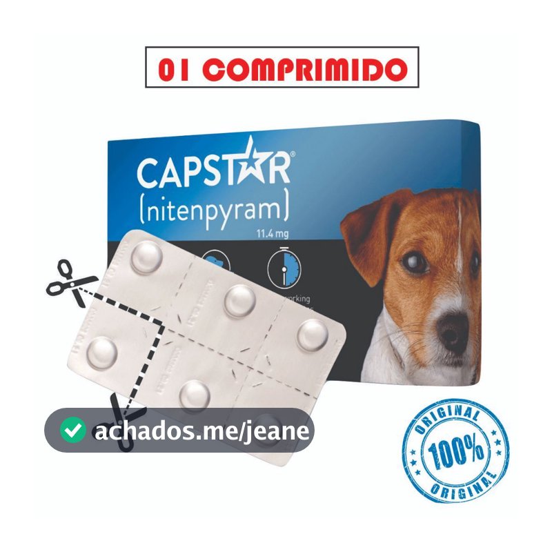 Capstar Remédio para Pulgas e Carrapatos Remédio para Carrapatos Cachorro e Gato até 11kg 1 Comprim.