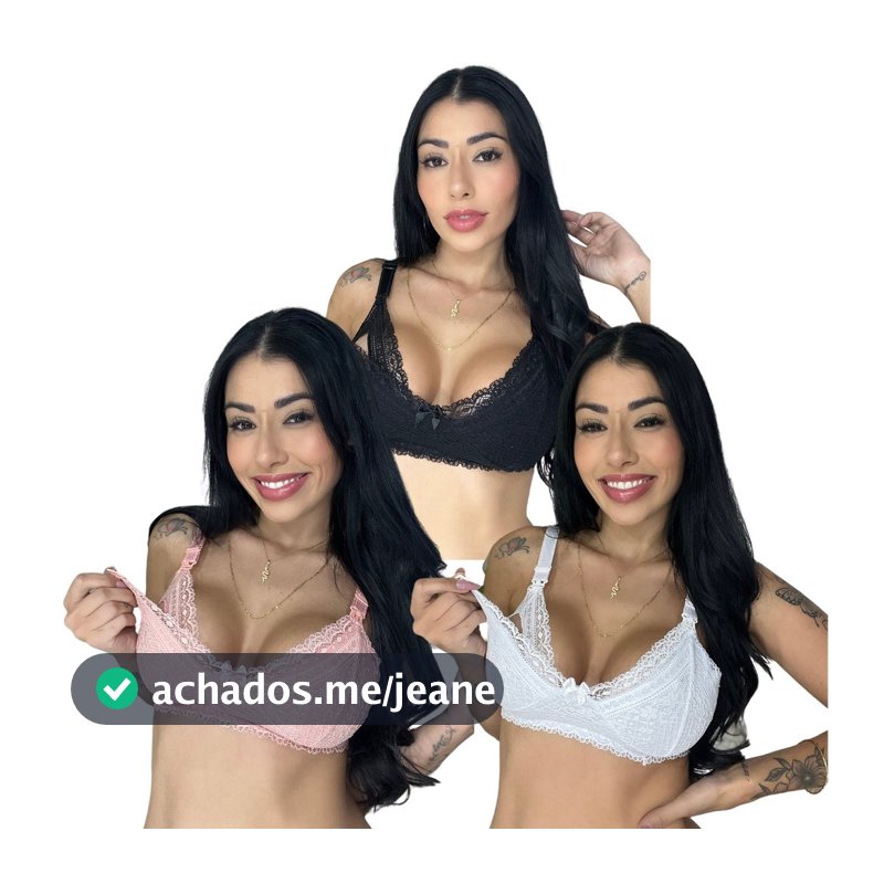 Kit 3 Sutiã Lingerie Amamentação Reforçado Renda Gestante Pós Parto