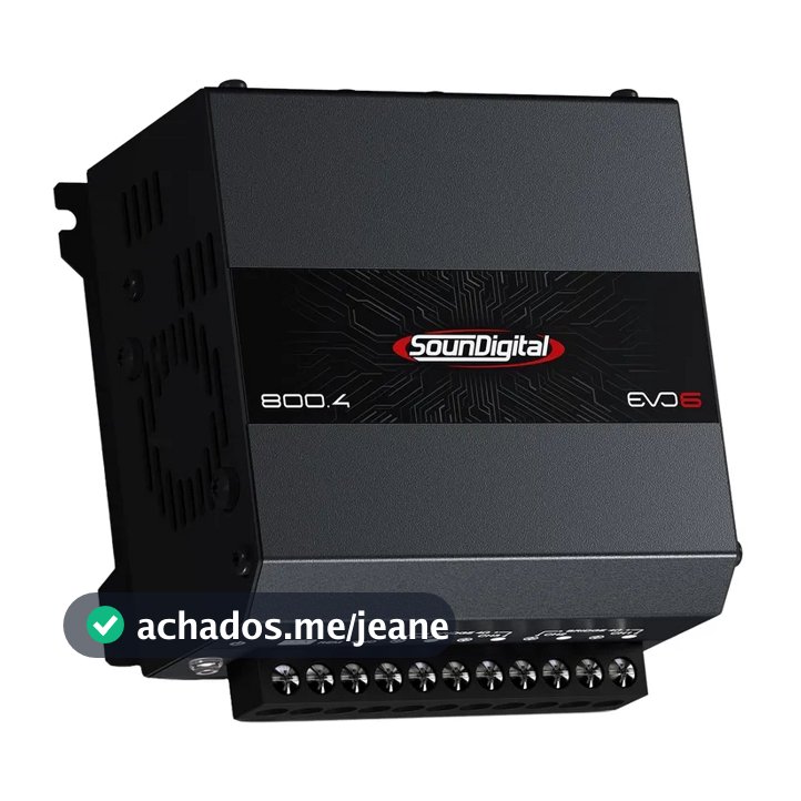 Módulo Amplificador Soundigital 800.4 800w Evo6 4 Canais Com Cooler e Crossover Som Automotivo