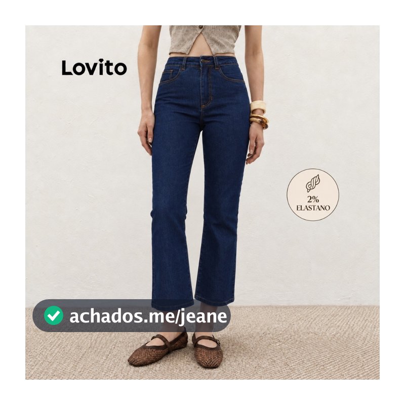 Lovito Calça Boot Cropped Jeans Lavagem Escura Moda Feminina JNB1130BRL1160