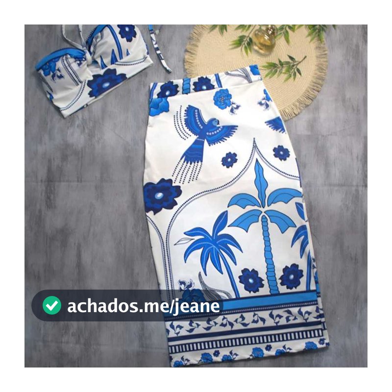 Conjunto Feminino Estampado Tropical – Tendência verão, Moda Elegante & Versátil/praia