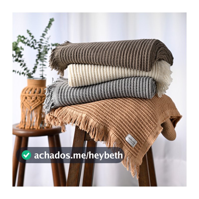 Manta Sofá Gigante Decorativa 100% Algodão Premium 150x200cm Piquet Trançado - Cavhome