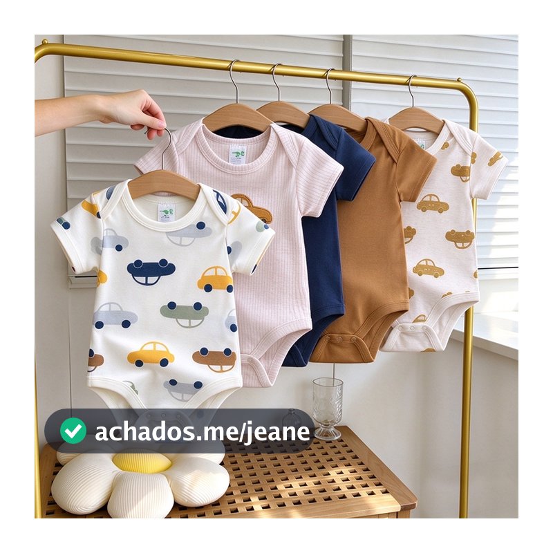 Conjunto de 5 peças de macacão para bebê algodão diversas cores disponíveis seri mobil kecil