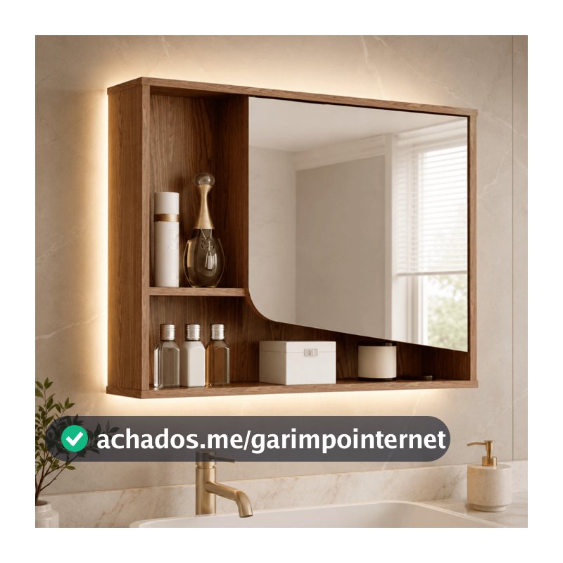 OFERTA Armario Espelheira Banheiro Suspenso Moderno com Porta Espelho Nichos Prateleiras Ideal