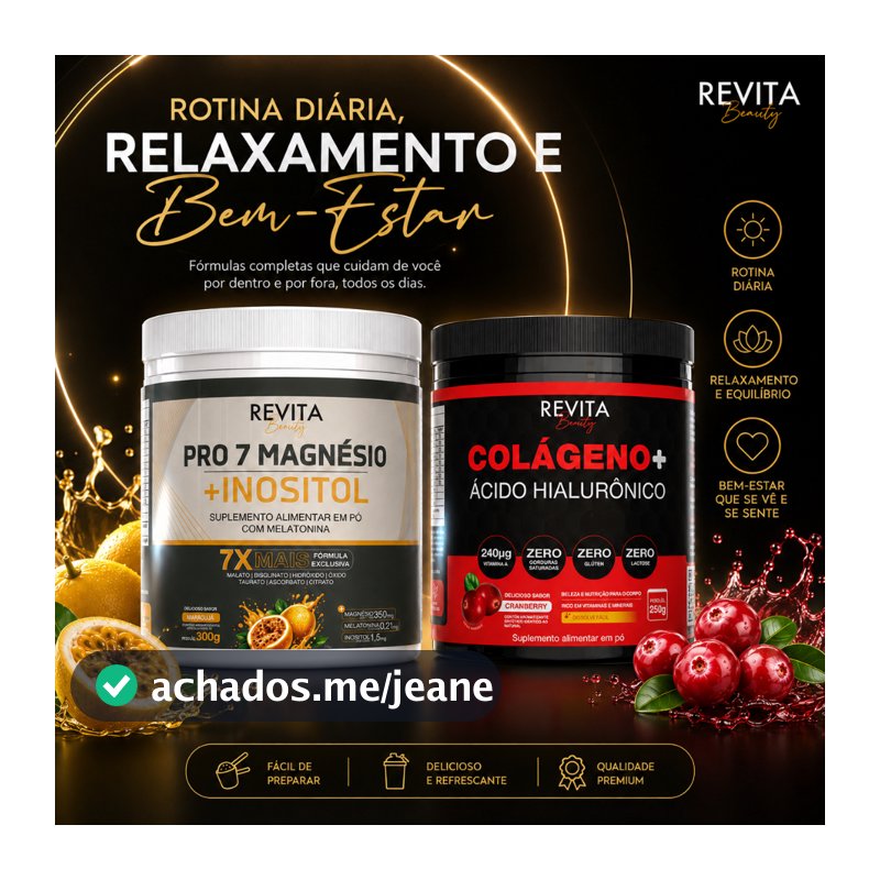 Kit Magnésio com Inositol Pro 7 + Colágeno com Ácido Hialurônico | Revita Beauty - Original