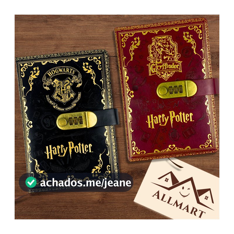 Diário com Senha Harry Potter | Caderno Vintage Geek | Presente Criativo e Colecionável