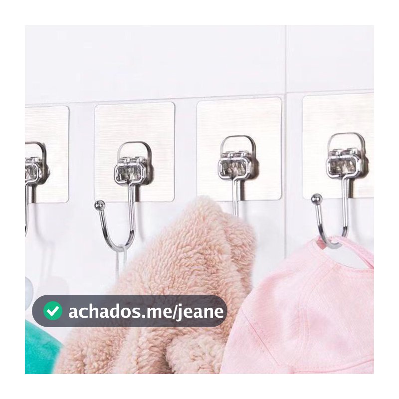 Kit 5/10/20 Ganchos Adesivos Universais com Acabamento Metálico - Força e Elegância para Sua Casa
