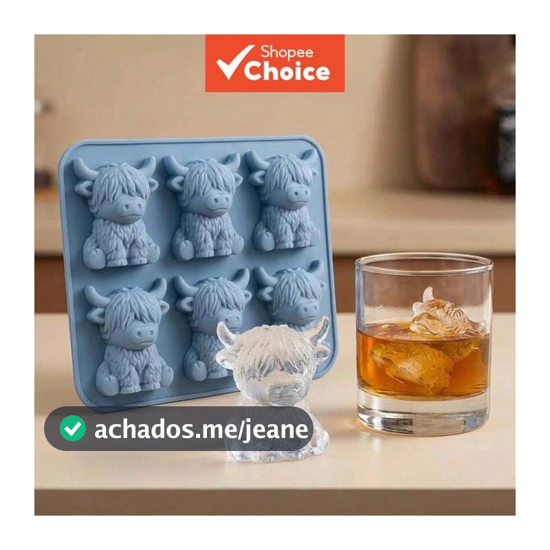 Formas de Gelo Práticas para Coquetéis Molde Flexível de Silicone com 6 Cavidades em Formato de Vaca Fofa para Churrasco