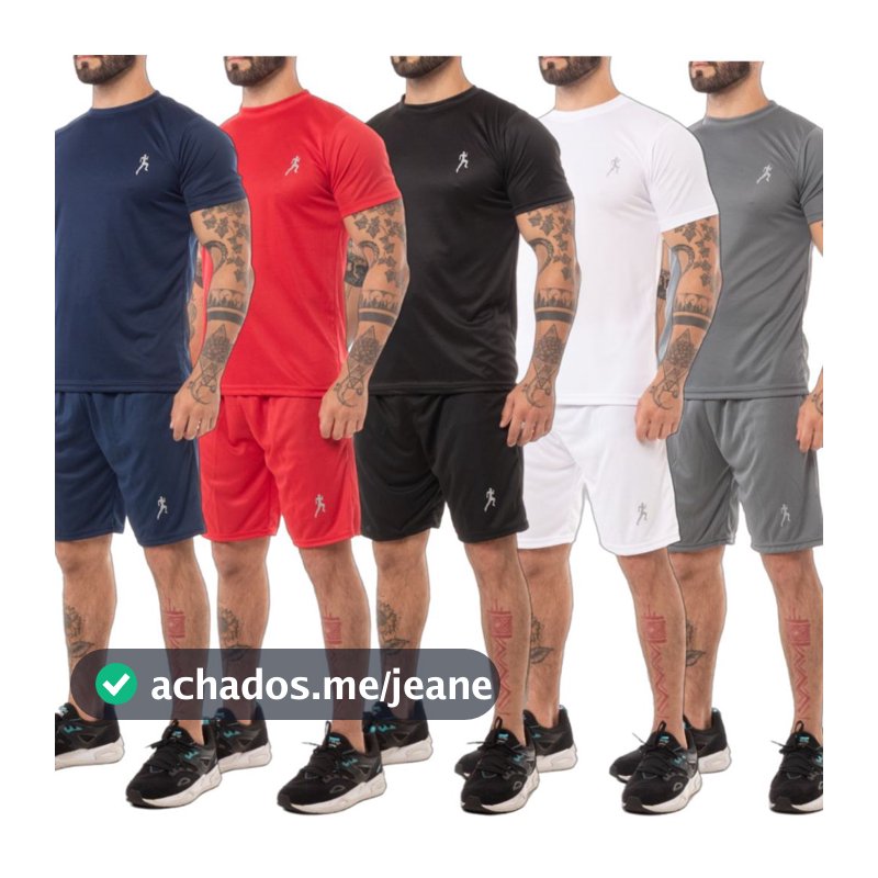 Kit 5 ou 3 camisetas masculinas + 5 ou 3 Bermudas Masculinas Academia - Conjunto