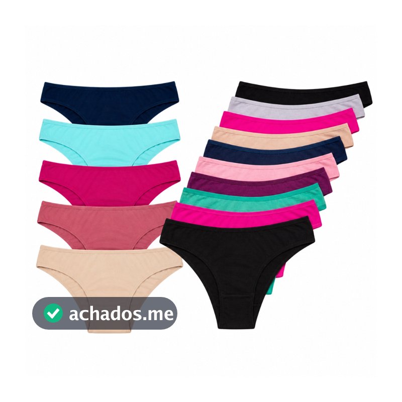 Kit 10/5 Calcinha 100% Algodão Feminina Conforto Lisa Antialérgica Lingerie Mulher Dia a Dia Cores