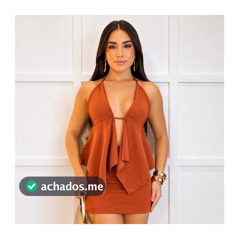 Conjunto Feminino Mini Saia Top Frente Única Cortininha Confortavel Casual Linda Look Blogueira Moda Gringa PatyVersátil