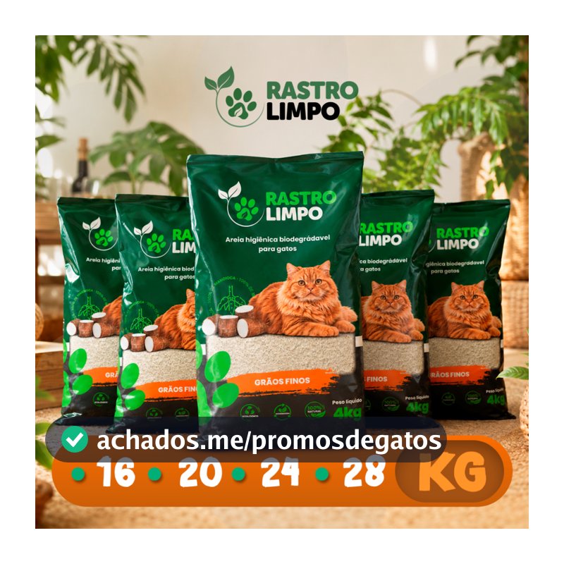 Areia 16 a 28kg Biodegradável Gato Grãos FINOS Rastro Limpo Mandioca Torrão Firme Sem Poeira