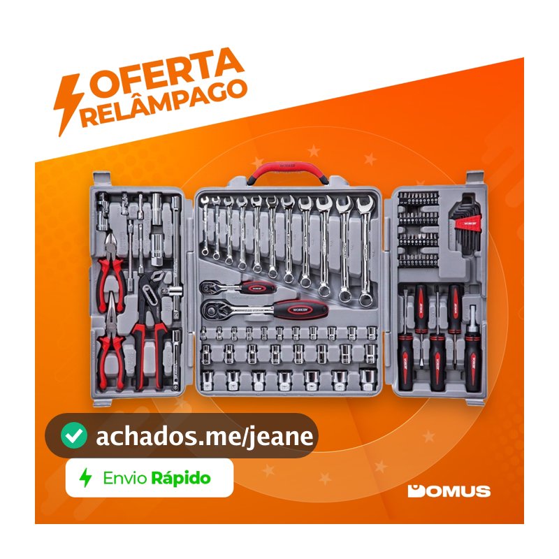 Jogo de Ferramentas Worker 110 Peças com Maleta e Soquetes