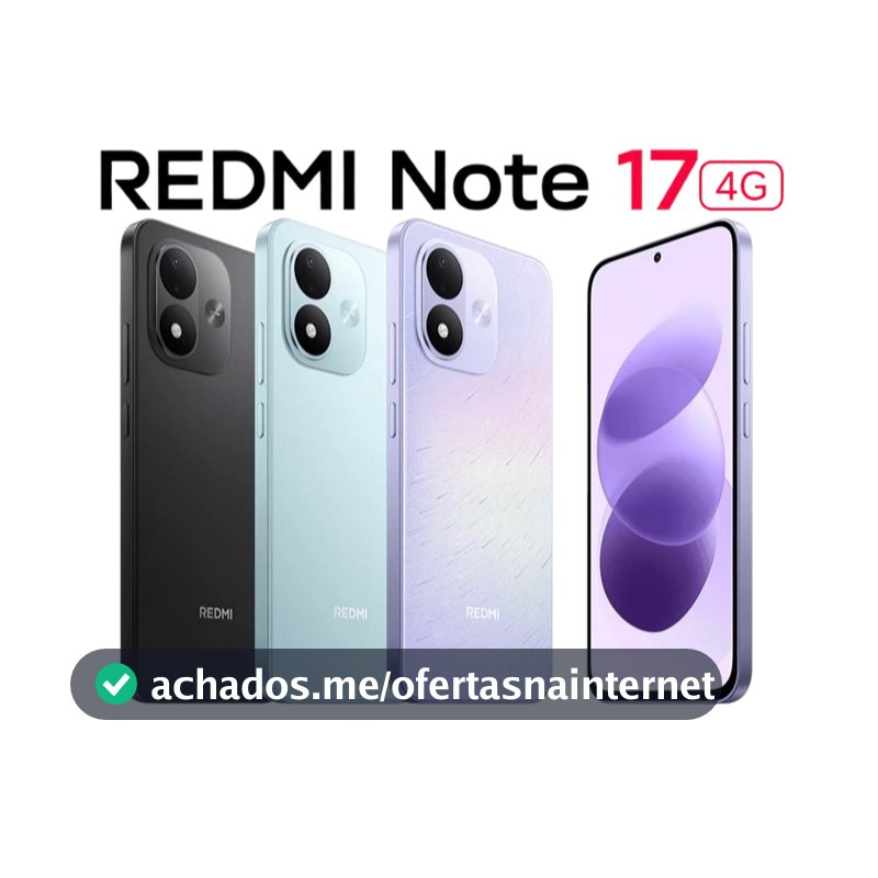 Celular Xiaomi Redmi Note 17 4G, Tela AMOLED 6.99", Bateria 7700 mAh, Câmera 50MP, Versão Global Original